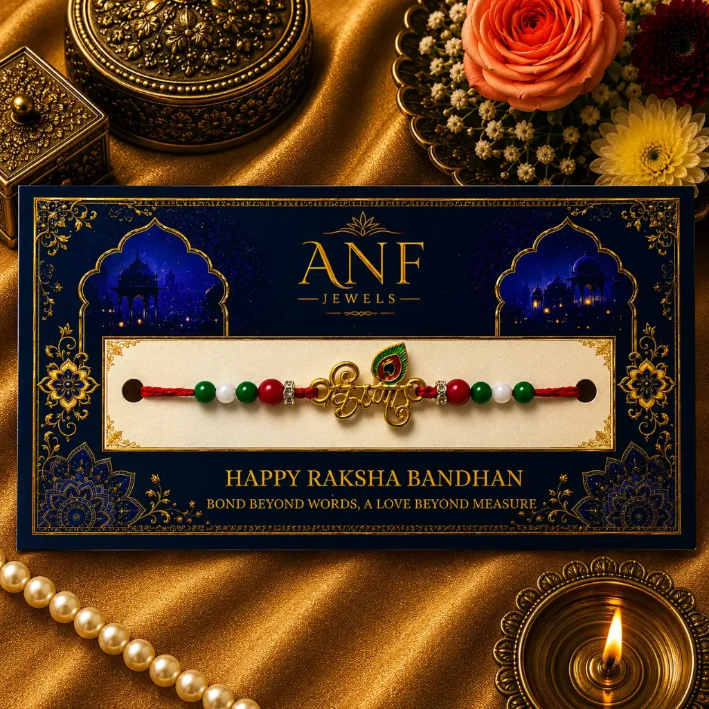 Shree Krishna Peacock Charm Rakhi