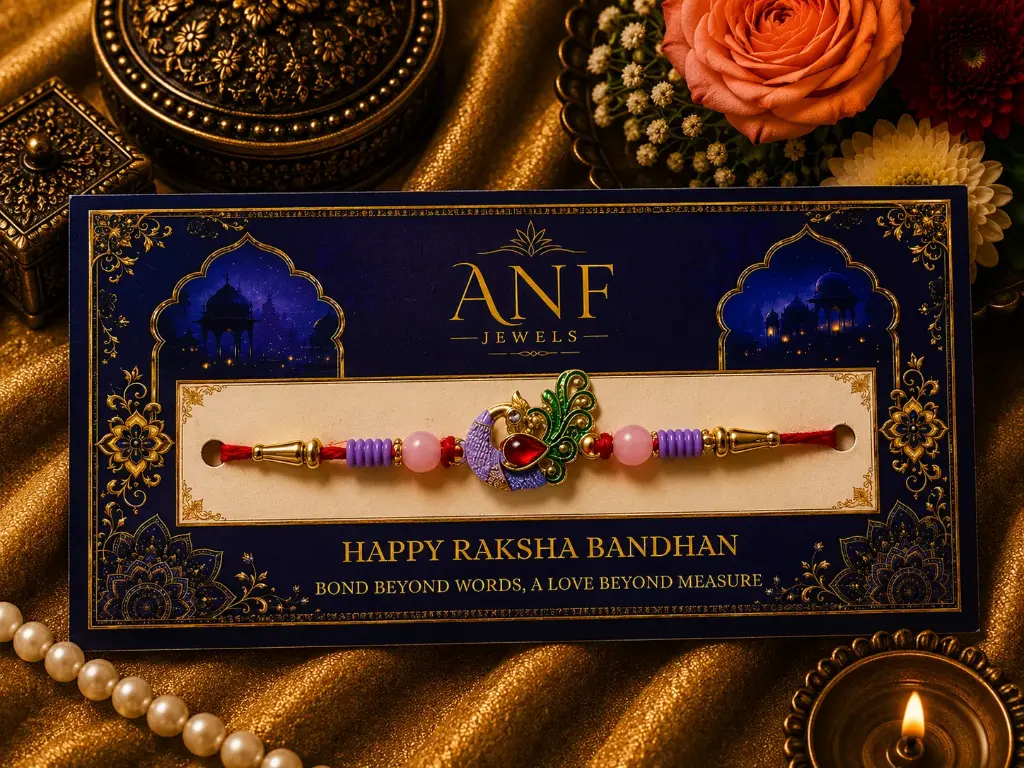 Royal Purple Peacock Charm Rakhi